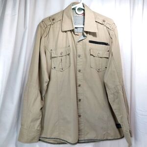 Sovereign Code Mens Long Sleeve Button Down Shirt Tan Khaki  Size XL‎
